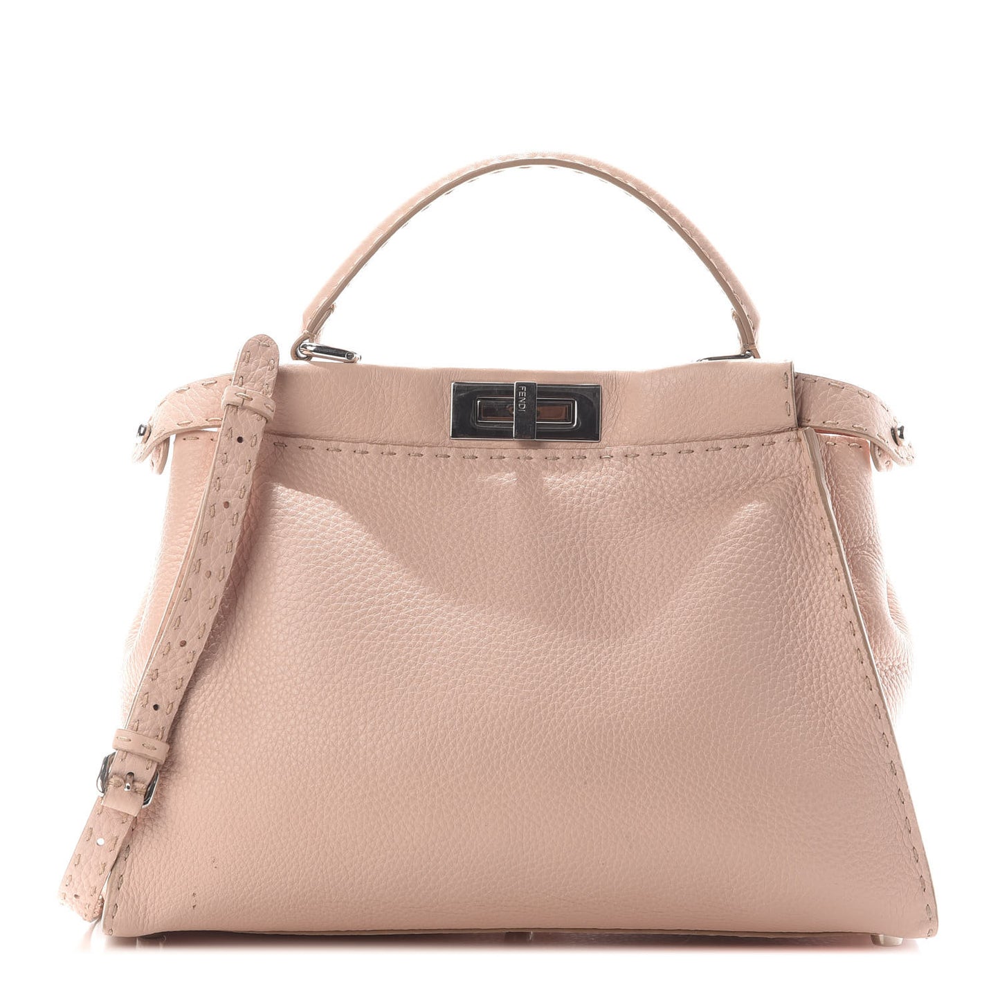 Cuoio Romano Selleria Bi-Color Medium Peekaboo Iconic Satchel Rosa Plaster Pesca