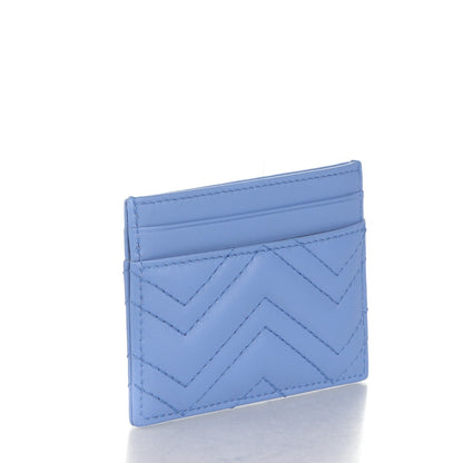 Gucci Calfskin Matelasse GG Marmont Card Holder Clear Sky Blue 3 of 6