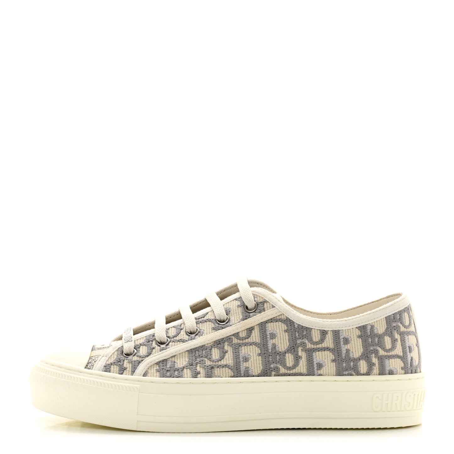 Canvas Oblique Walk'N'Dior Low Top Sneakers 37 Grey Stone