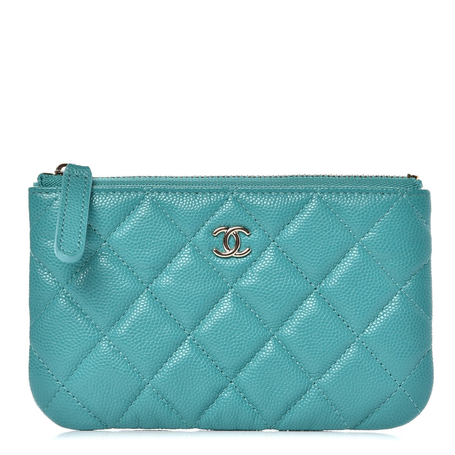 Caviar Quilted Small Cosmetic Case Turquoise