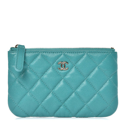 Chanel Caviar Quilted Small Cosmetic Case Turquoise 1 of 8
