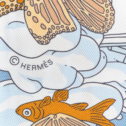 Hermes Silk Sur Mon Nuage Twilly Creme Bleu Ciel Orange 3 of 4