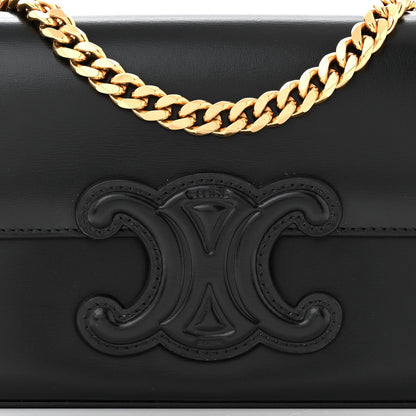 Celine Shiny Calfskin Cuir Triomphe Chain Shoulder Bag Black 8 of 10