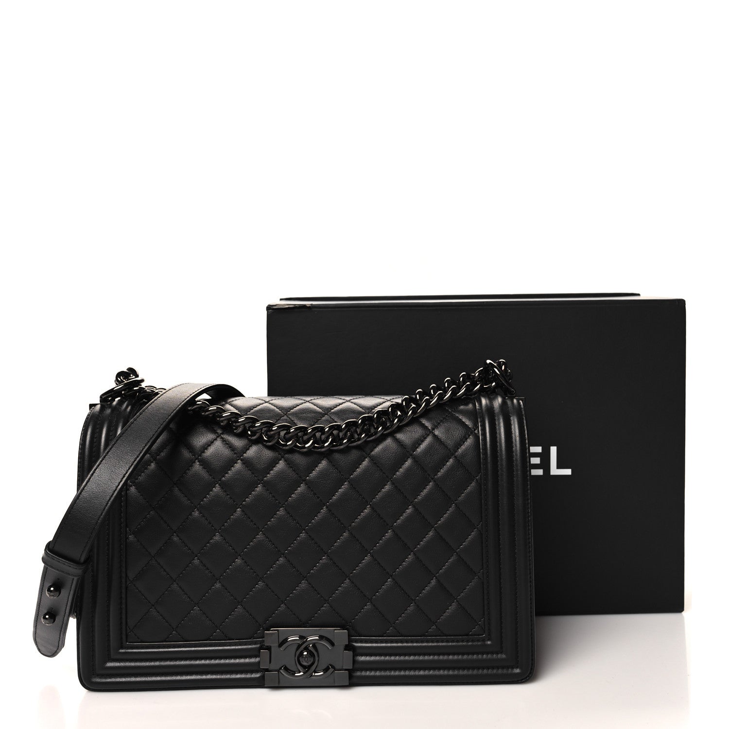 Chanel Calfskin Quilted New Medium Boy Flap So Black 11 of 11