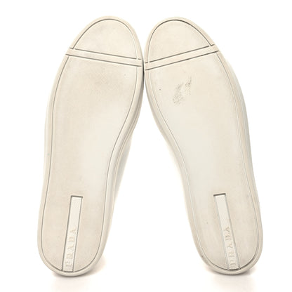 Prada Vitello Plume Logo Low Top Sneakers 41 White Black 5 of 9