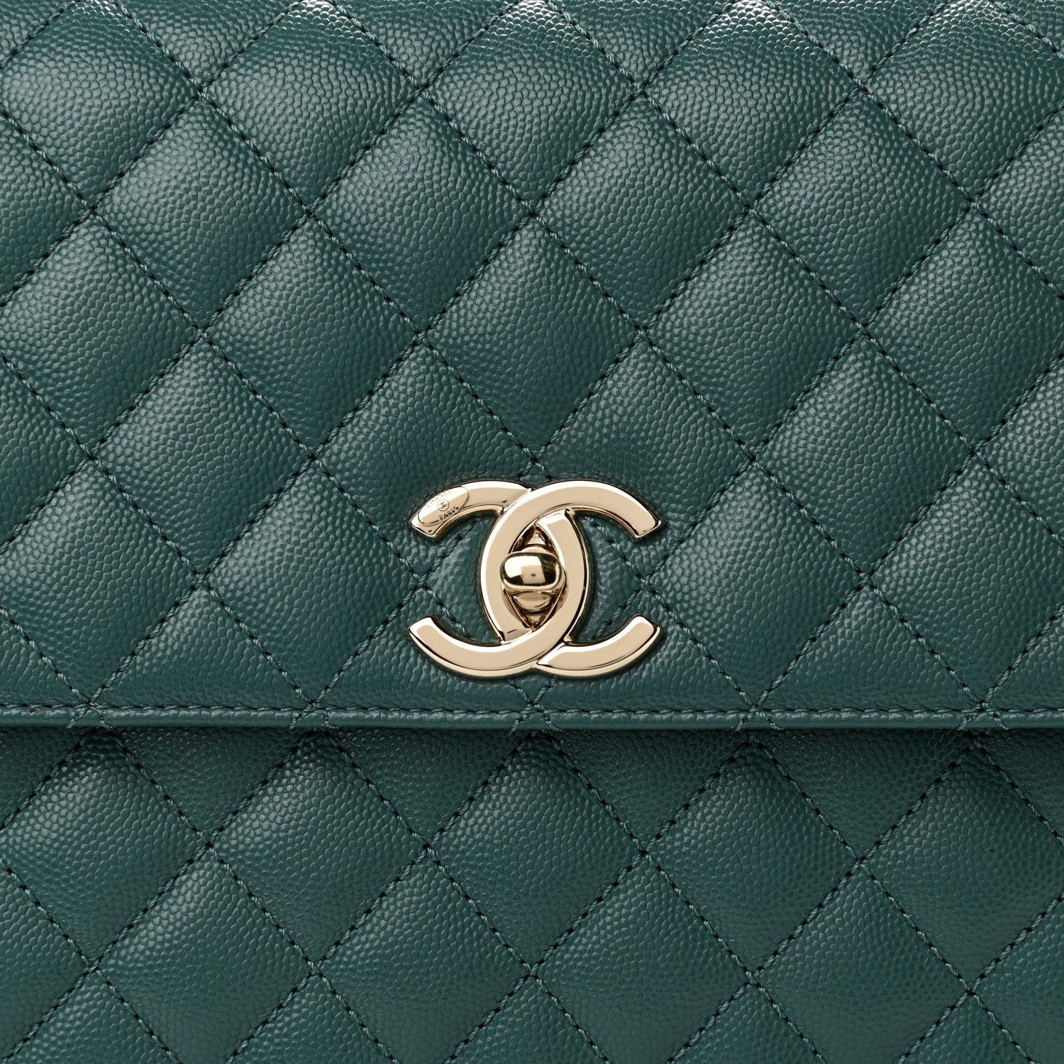 Chanel Caviar Quilted Medium Coco Handle Flap Dark Green 7 of 10