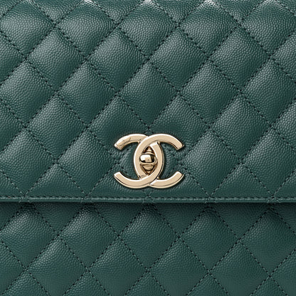 Chanel Caviar Quilted Medium Coco Handle Flap Dark Green 7 of 10