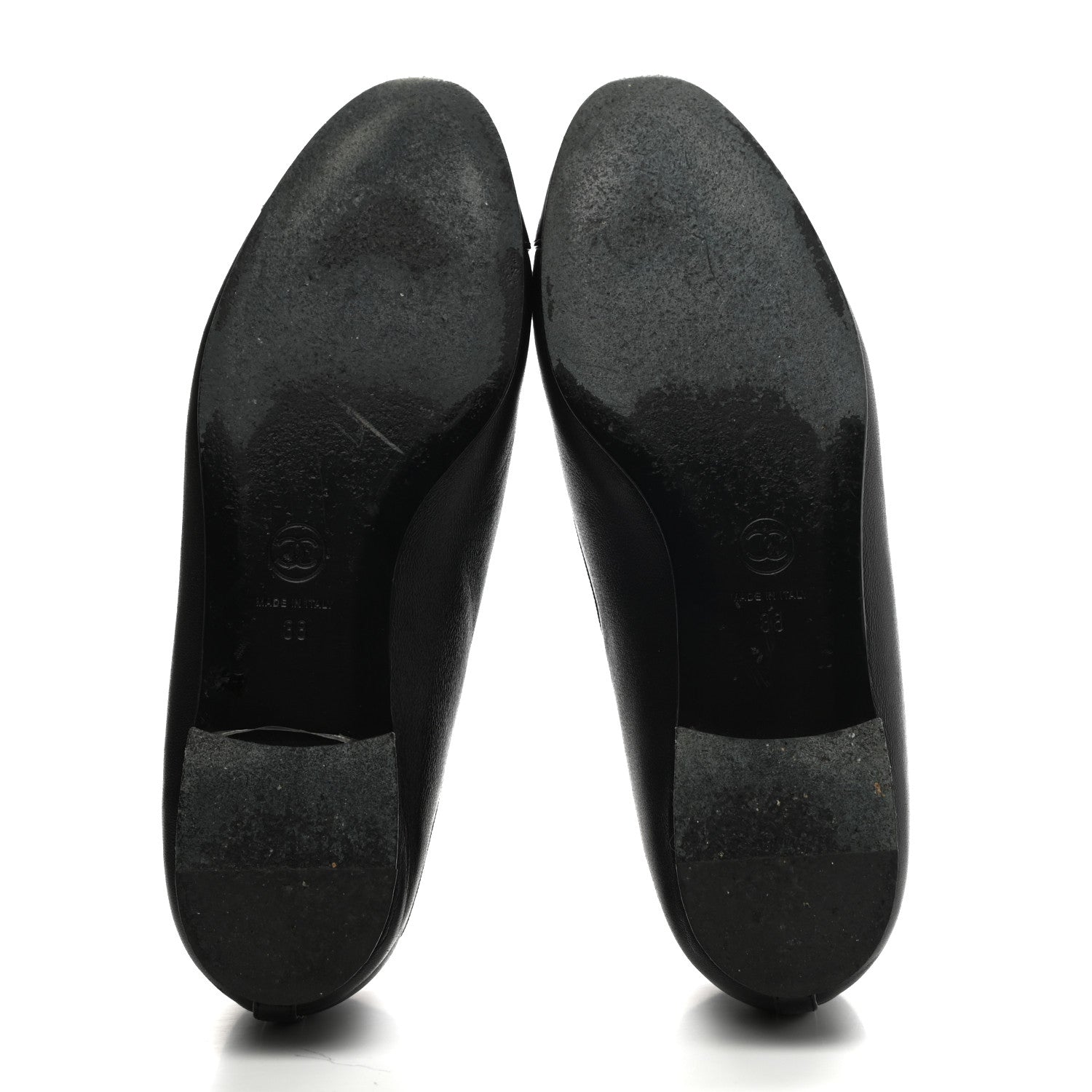 Chanel Lambskin Patent Cap Toe Ballerina Flats 38 Black 5 of 13