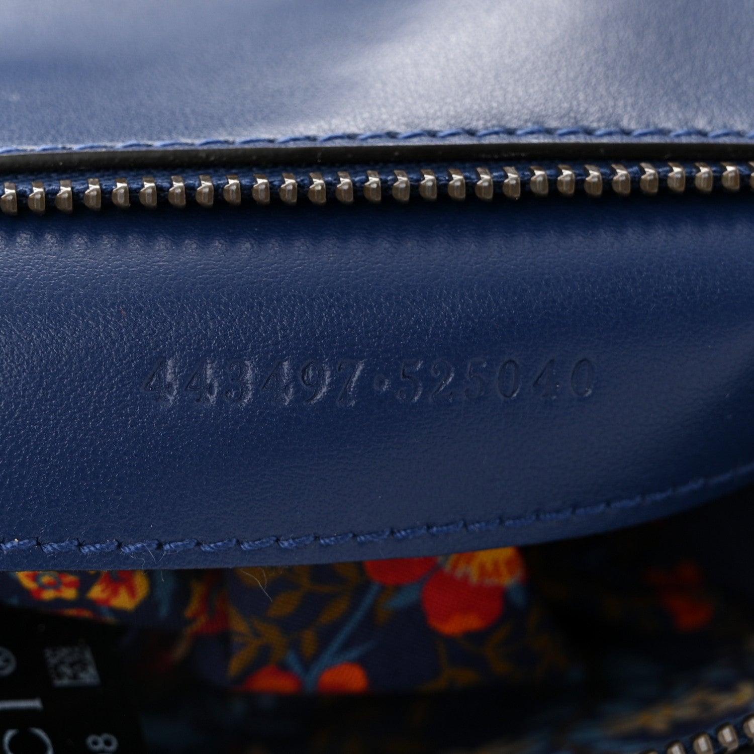 Gucci Cotton Calfskin Matelasse Floral Print Small GG Marmont Shoulder Bag Blue Red Deep Ocean Blue 6 of 9