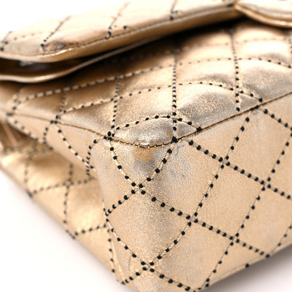 Chanel Metallic Washed Lambskin Quilted Medium Double Flap Dark Gold Black 8 of 18