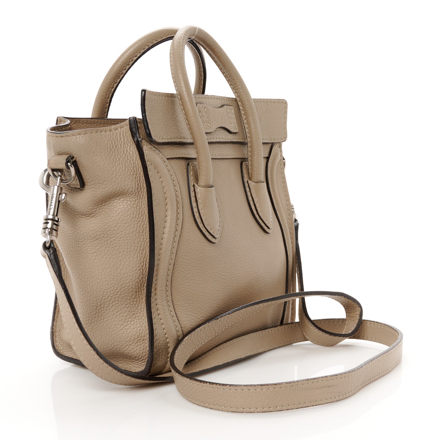 Celine Drummed Calfskin Nano Luggage Dune 3 of 12