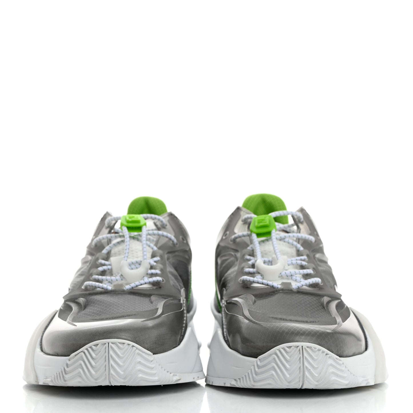 Fabric Calfskin Rubber Transparent Mens Fendi Flow Low Top Sneakers 9 Grigio Ultra White