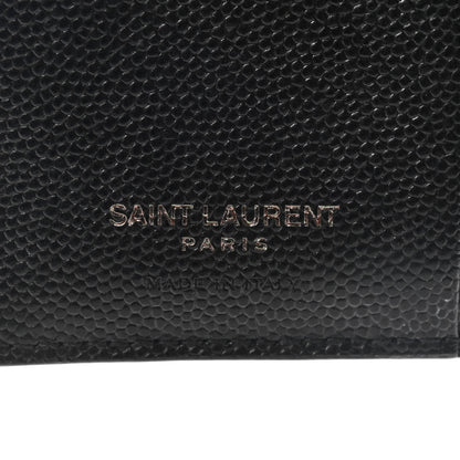 Saint Laurent Grain De Poudre Matelasse Chevron Monogram Zipped Card Case Black 6 of 7