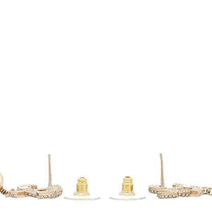 Chanel Crystal Pearl CC Drop Earrings Gold 3 of 4