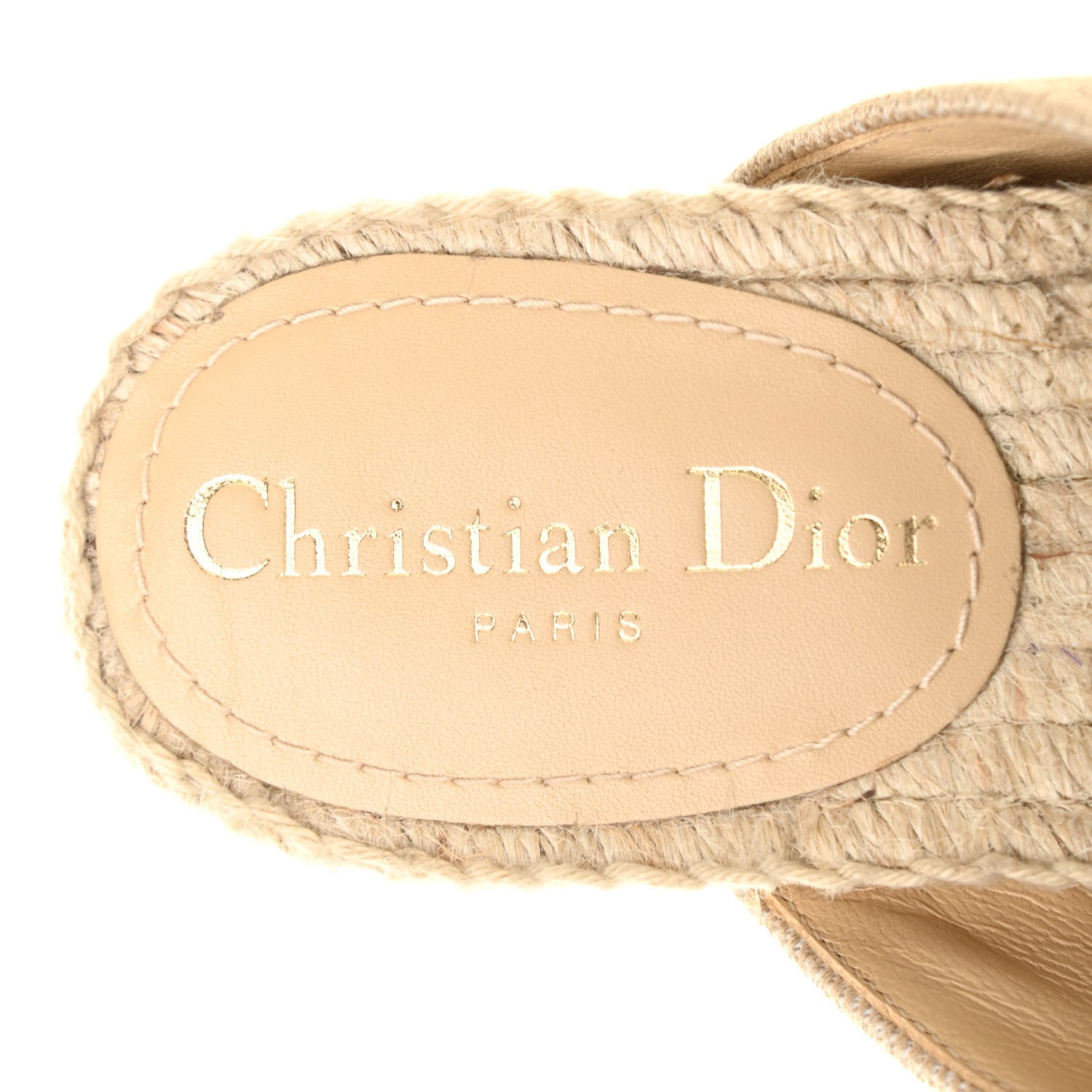 Christian Dior Canvas Embroidered Granville Espadrille Crisscross Flat Slide Sandals 35.5 Cream 7 of 10