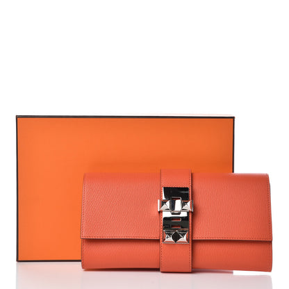 Hermes Chevre Mysore Medor 23 Clutch Orange Poppy 7 of 7