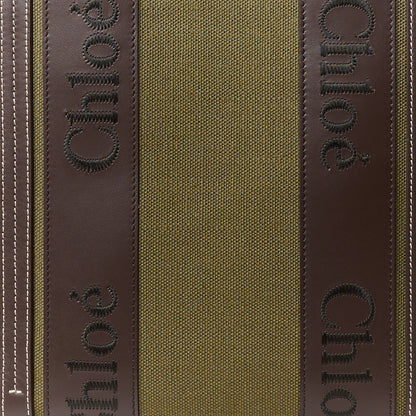 Chloe Linen Calfskin Medium Woody Tote Warm Green 9 of 14