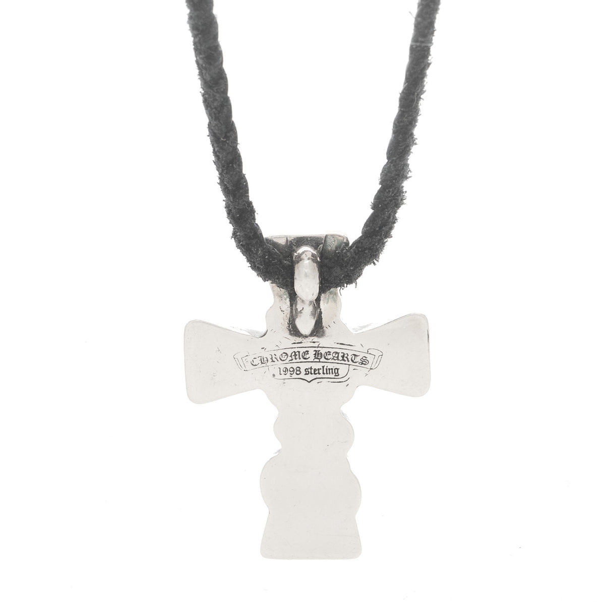Chrome Hearts Sterling Silver Leather Celtic Cross Pendant Necklace 4 of 5