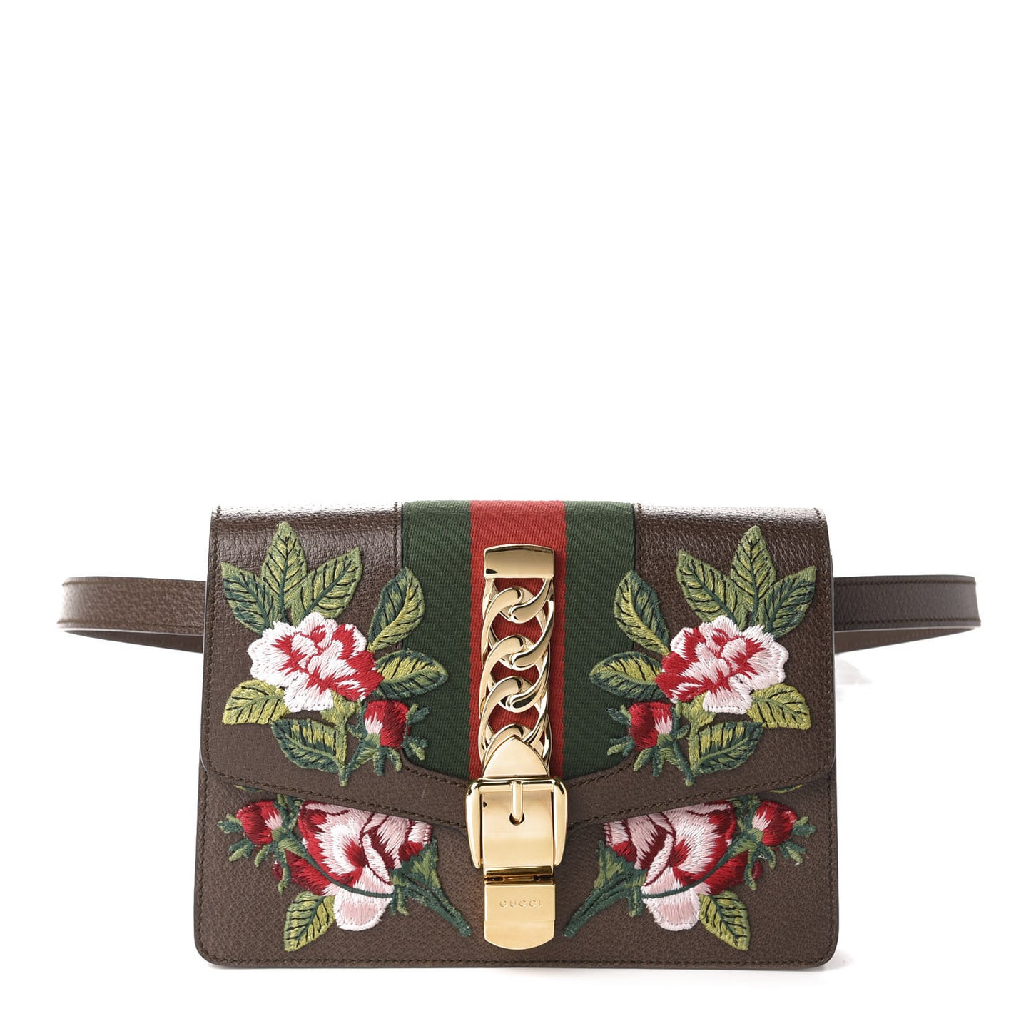 Calfskin Embroidered Sylvie Belt Bag 85 34 Brown