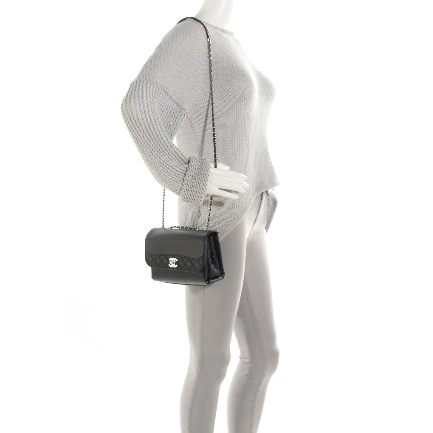 Chanel Calfskin Mini Tramezzo Flap Black 2 of 7