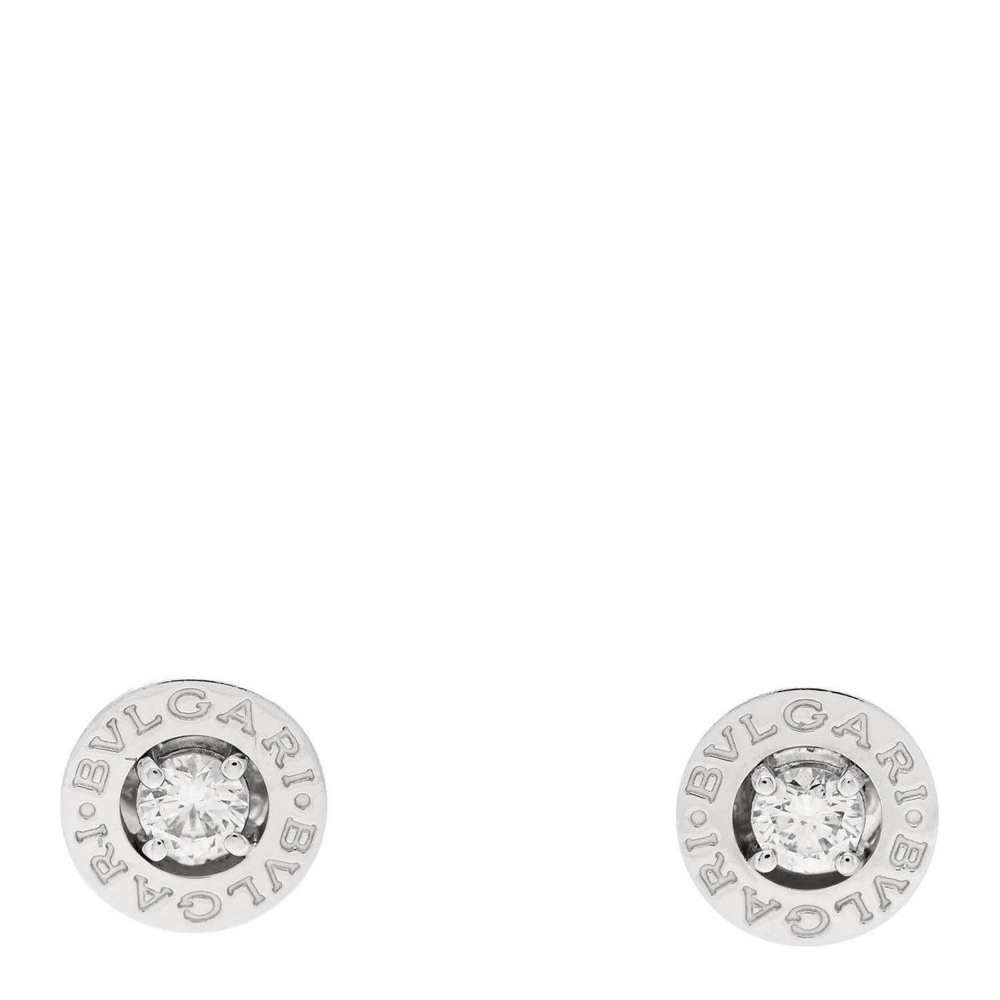 BVLGARI 18K White Gold Diamond Stud Earrings