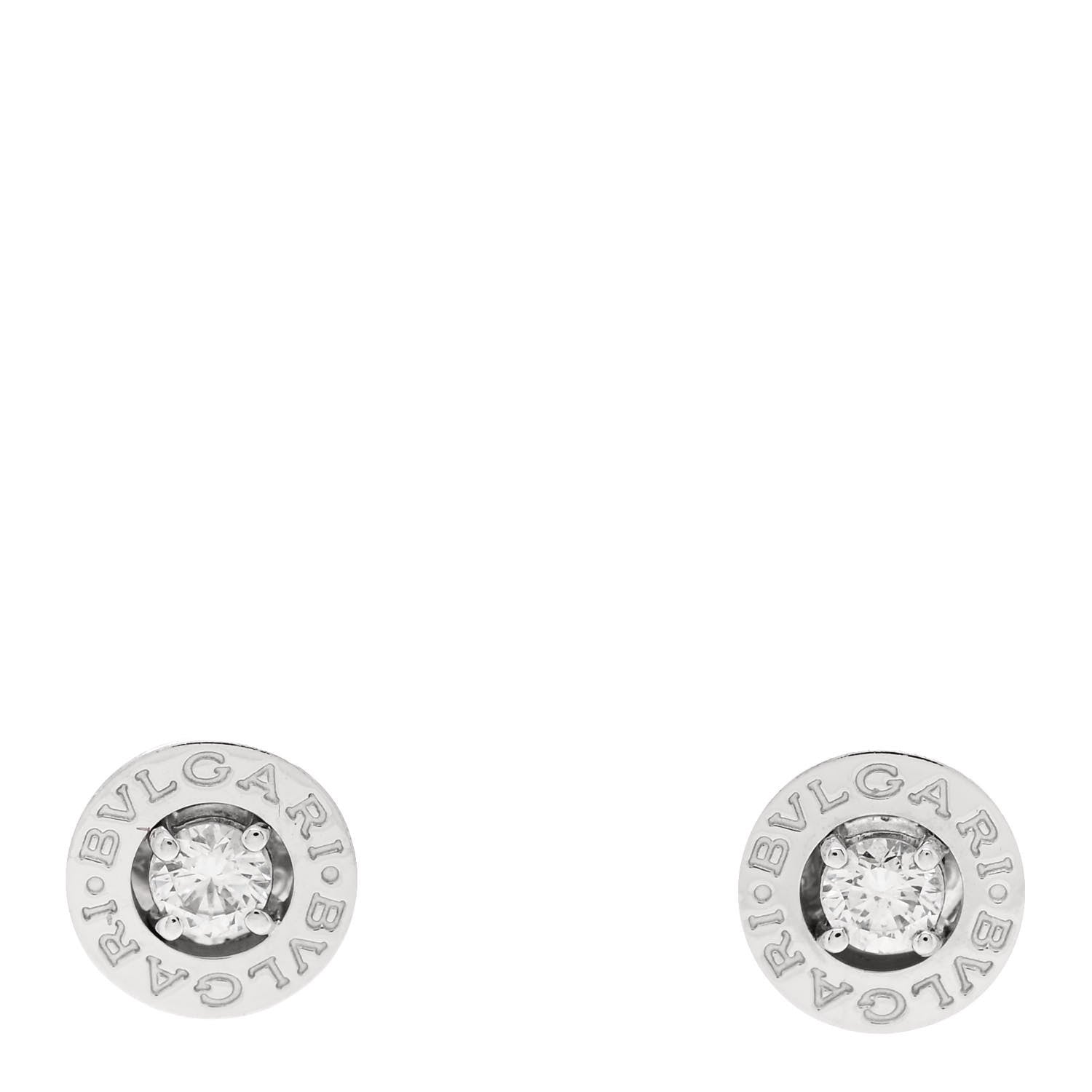 Bulgari BVLGARI 18K White Gold Diamond Stud Earrings 1 of 5
