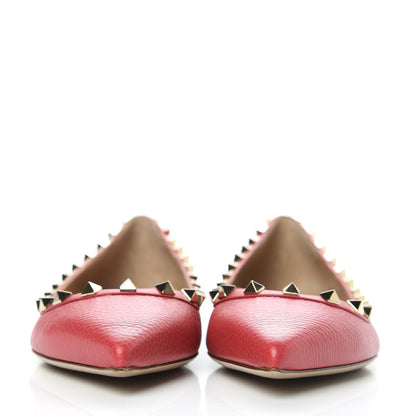 Valentino Garavani Pebbled Calfskin Rockstud Ballerina Flats 38.5 Rock Pink 2 of 9