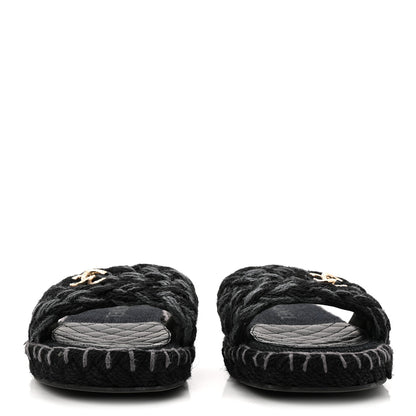 Chanel Cord Braided CC Mules 41 Black 3 of 11