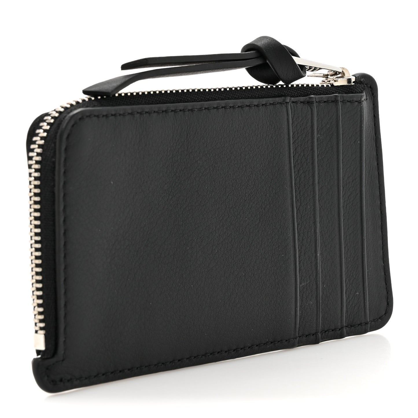 X SUNA FUJITA Smooth Calfskin Whale Zipped Card Coin Holder Black