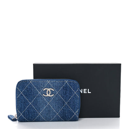 Chanel Denim Quilted Zip Coin Purse Blue 11 of 11