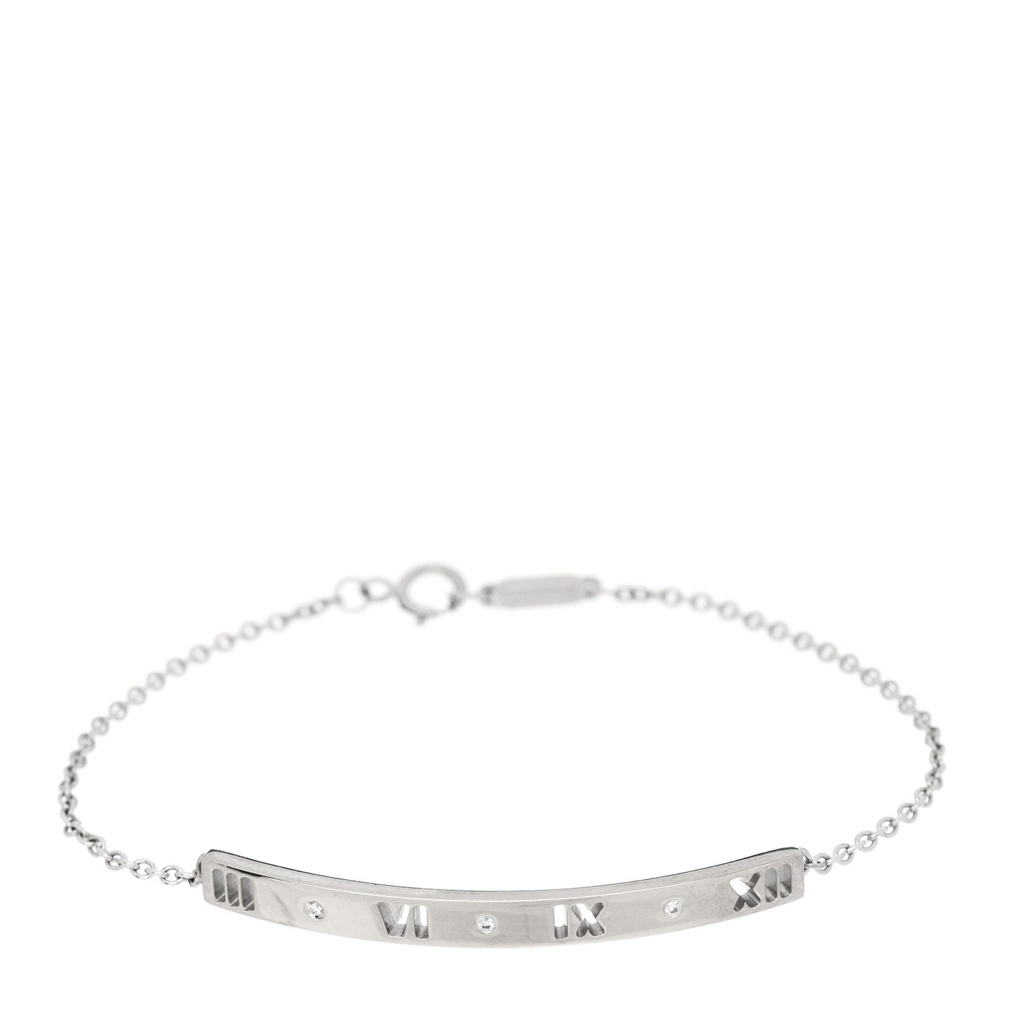 18K White Gold Diamond Atlas Bar Pierced Bracelet