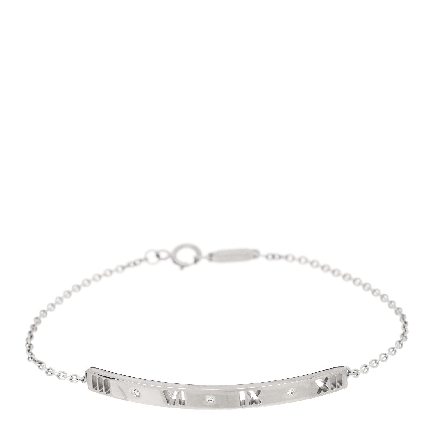 Tiffany 18K White Gold Diamond Atlas Bar Pierced Bracelet 1 of 5