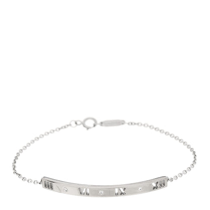 Tiffany 18K White Gold Diamond Atlas Bar Pierced Bracelet 1 of 5