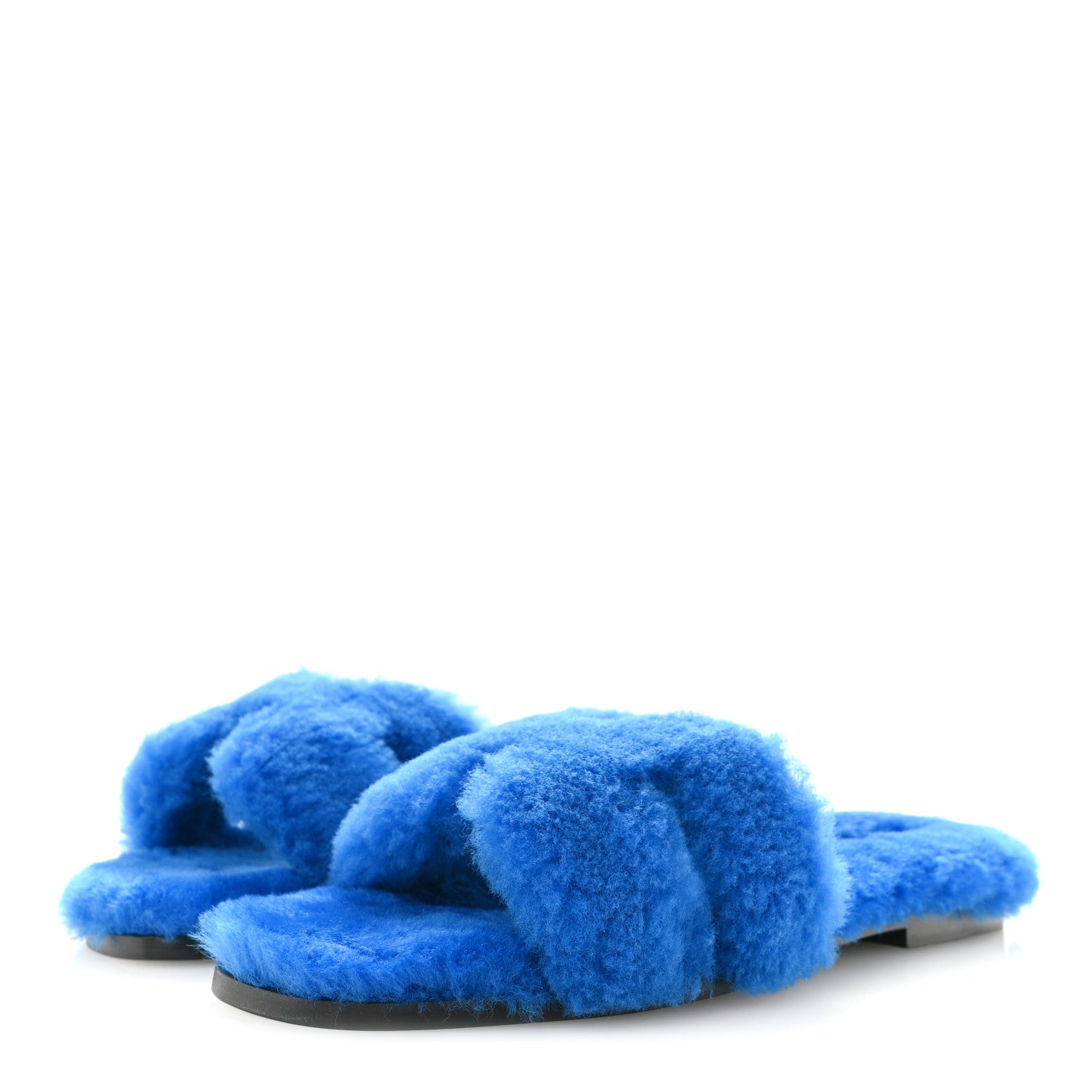 Hermes Woolskin Oran Sandals 38 Blue 4 of 9