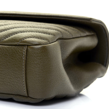 Saint Laurent Sheepskin Matelasse Chevron Monogram Medium College Bag Military Olive 10 of 14