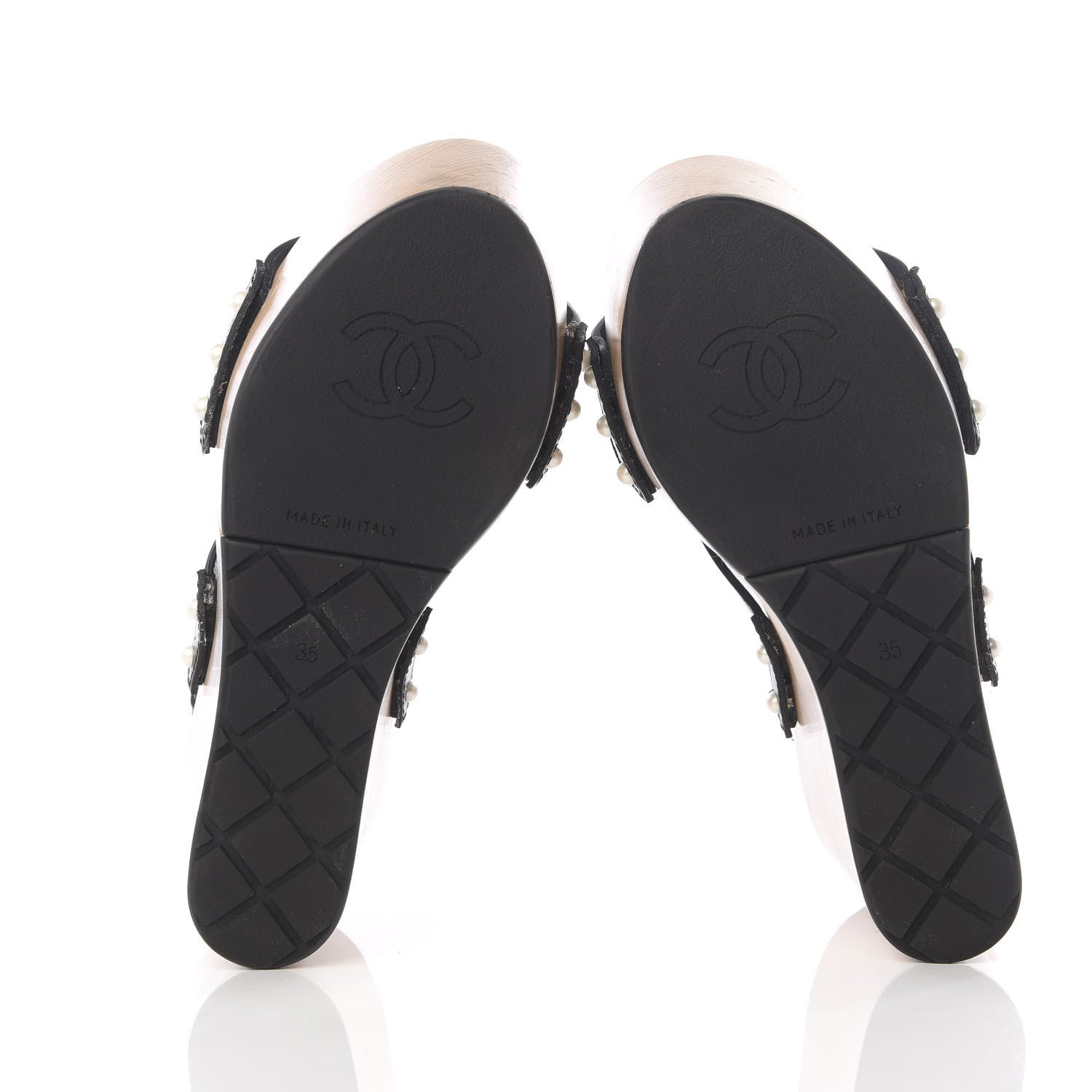 Chanel Wood Calfskin CC Hinge Wedge 35 Black 6 of 9