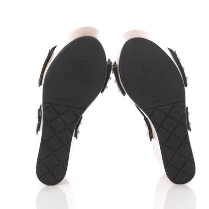 Chanel Wood Calfskin CC Hinge Wedge 35 Black 6 of 9