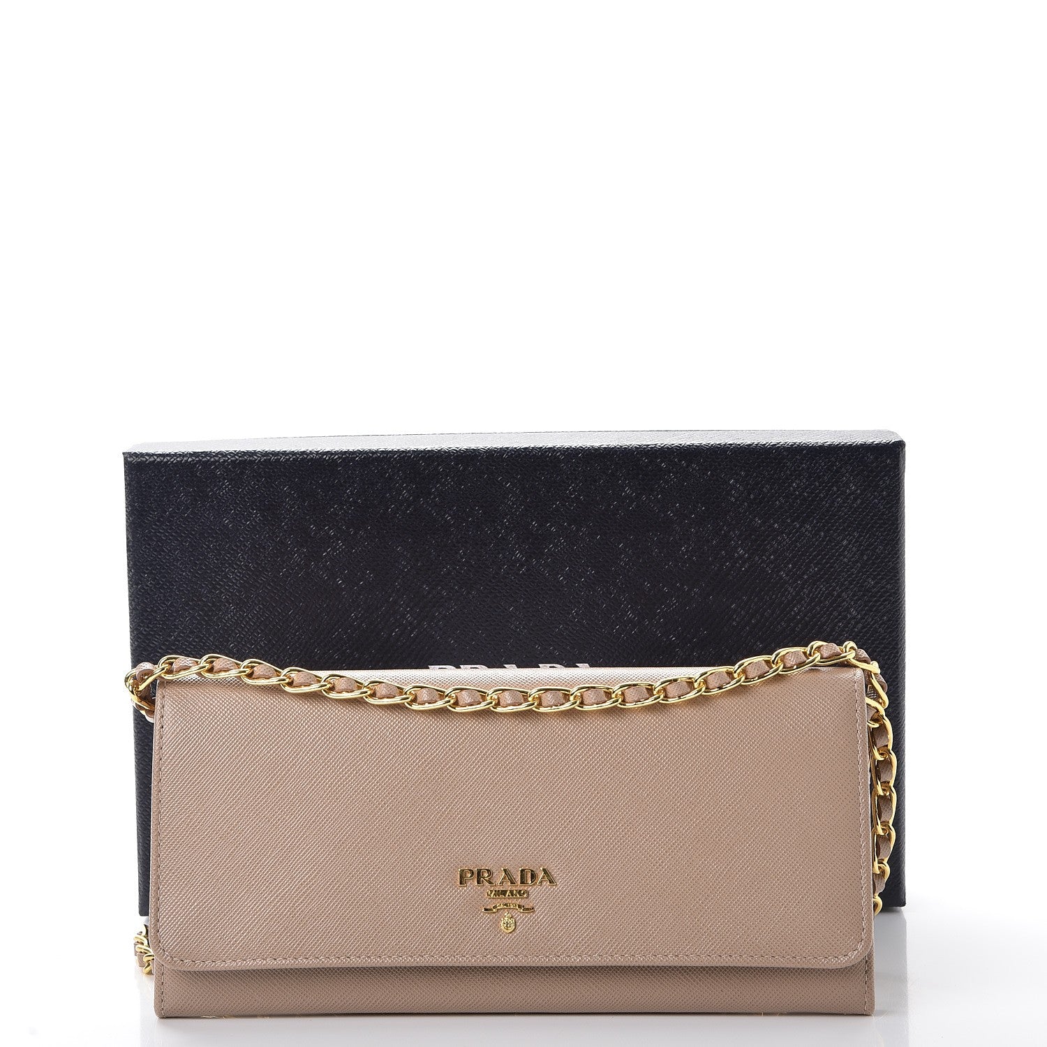 Prada Saffiano Metal Oro Chain Wallet Cammeo 10 of 10