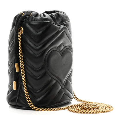 Gucci Calfskin Matelasse Mini GG Marmont 2.0 Bucket Bag Black 3 of 11