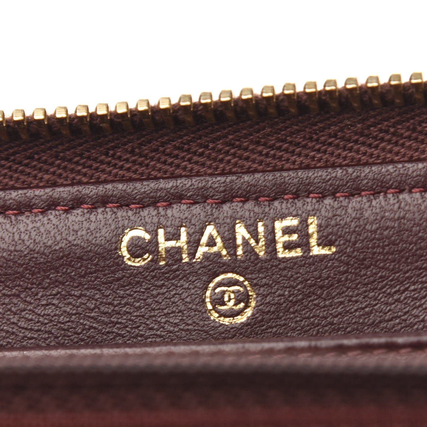 Lambskin Quilted Large Gusset Zip Around Wallet Burgundy