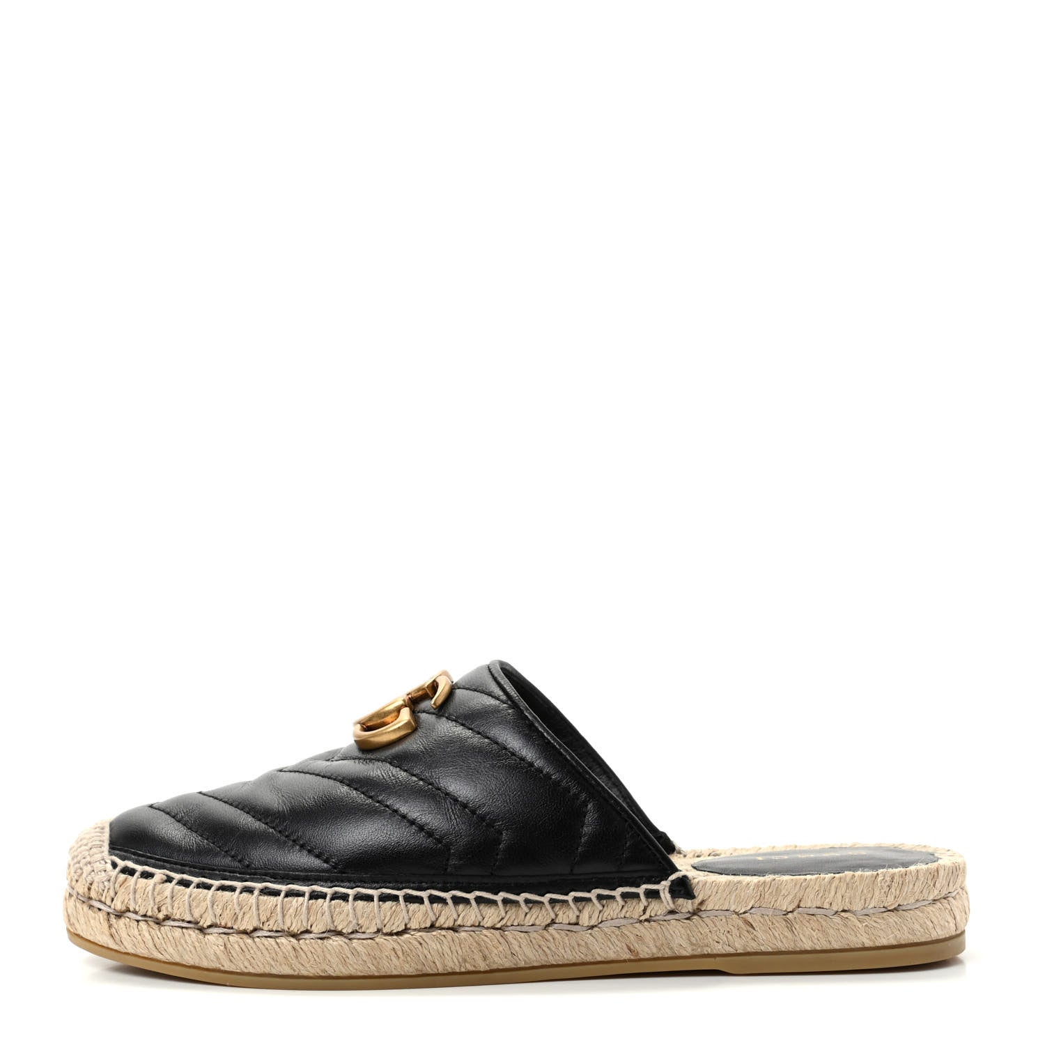 Gucci Nappa Matelasse GG Marmont Espadrille Slippers 35.5 Black 1 of 11