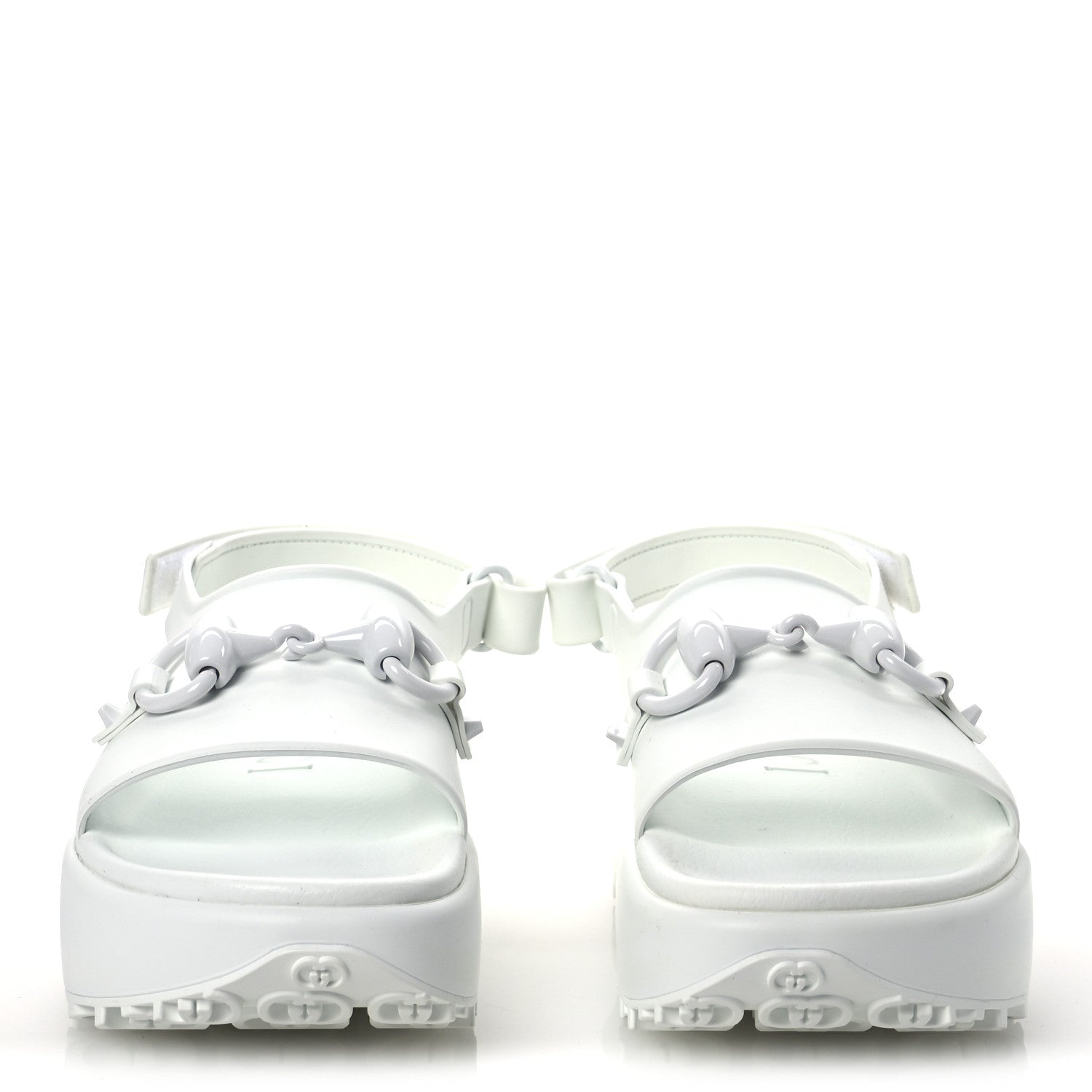 Gucci Soft Rubber Horsebit Touch Womens Strapped Sandals 38 Great White 3 of 11