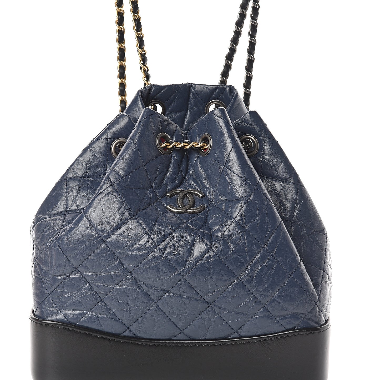 Aged Calfskin Quilted Small Gabrielle Backpack Blue Black