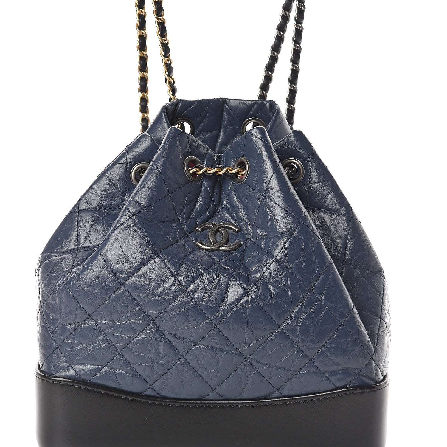 Chanel Aged Calfskin Quilted Small Gabrielle Backpack Blue Black 7 of 9
