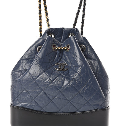 Chanel Aged Calfskin Quilted Small Gabrielle Backpack Blue Black 7 of 9
