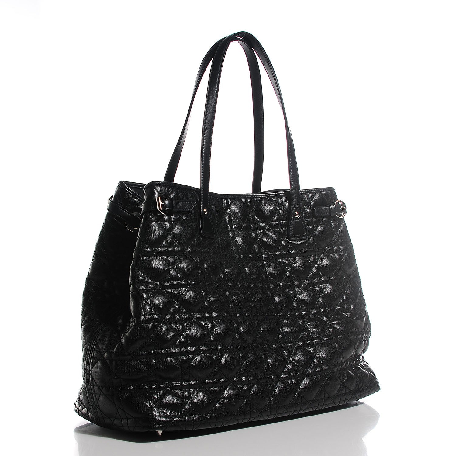 Christian Dior Coated Canvas Cannage Medium Panarea Tote Black 11 of 16