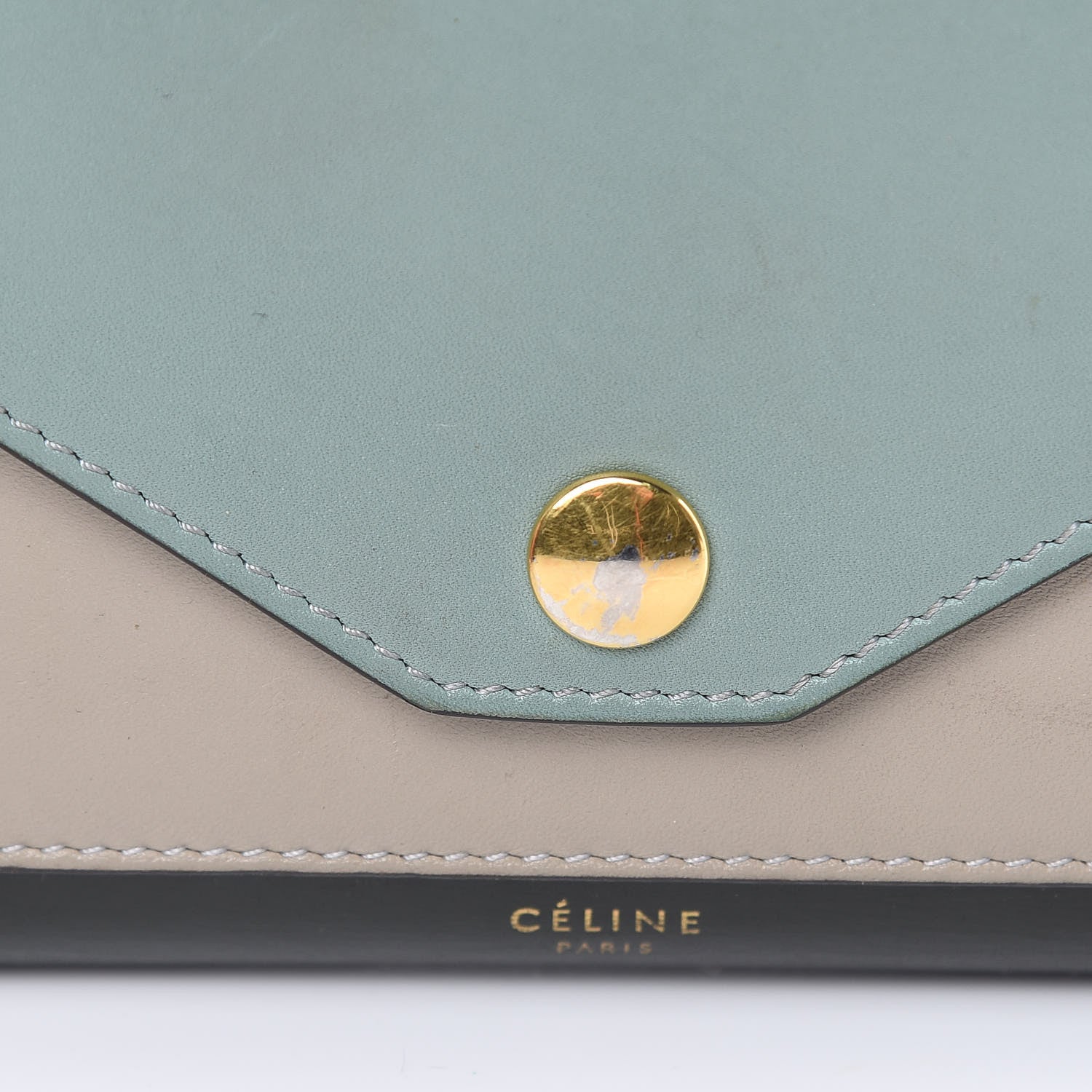 Celine Smooth Calfskin Pocket Tri-Fold Multifunction Envelope Flap Wallet Jade 10 of 15