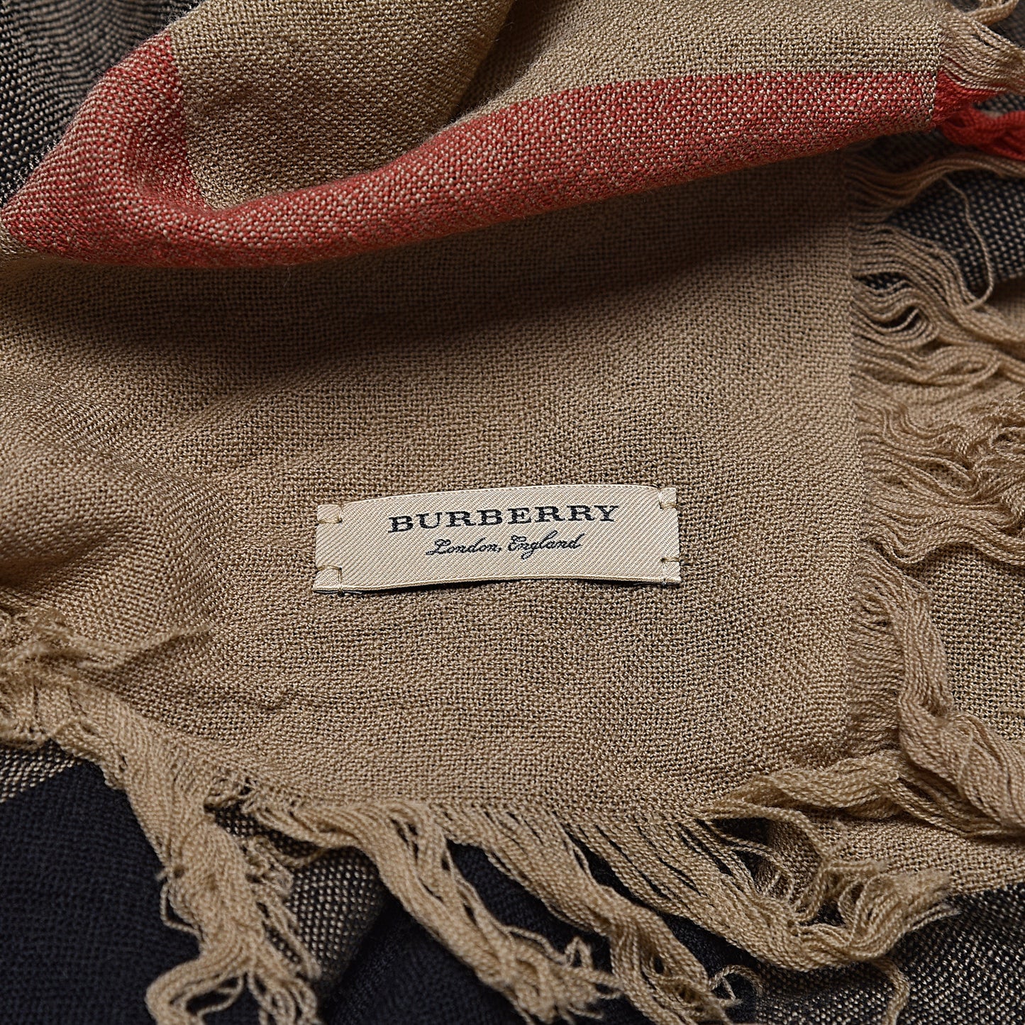 Merino Wool House Check Square Scarf Brown