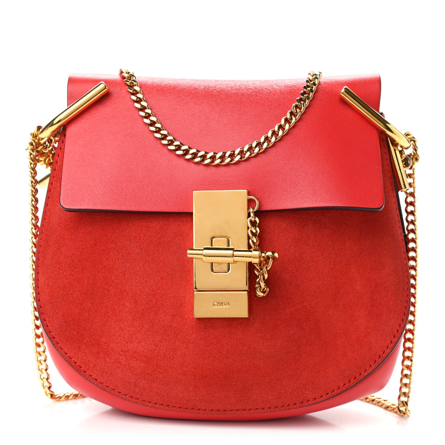 Lambskin Suede Calfskin Mini Drew Shoulder Bag Red