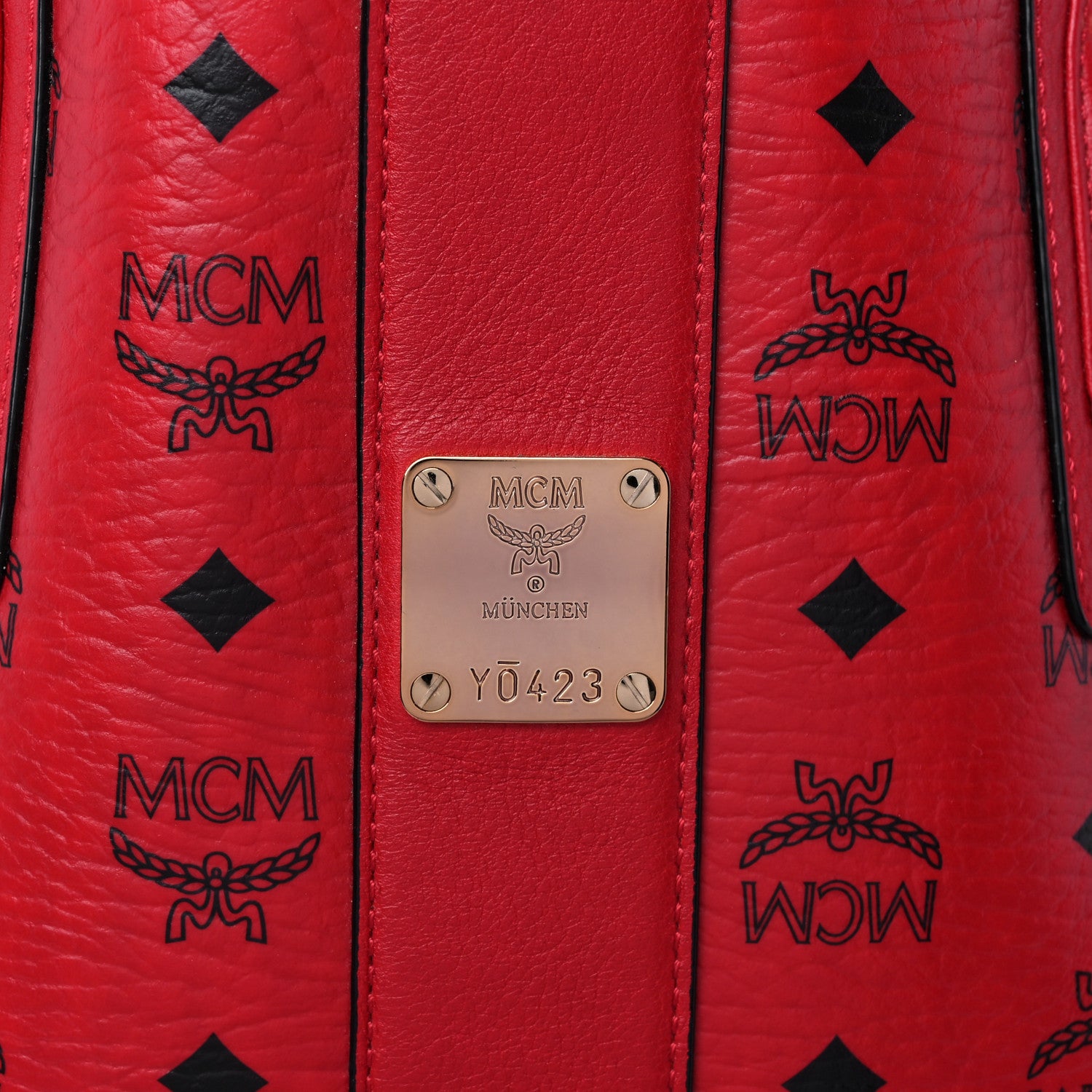 MCM Visetos Medium Liz Reversible Shopper Tote Ruby Red 6 of 16